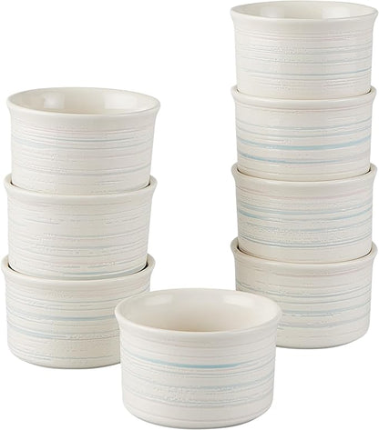 Pyrex 8-Piece, 6oz Ceramic Ramekin Bakeware Set, Nonstick Souffle Oven Pans, Bakers, For Baking, Roasting, Steaming