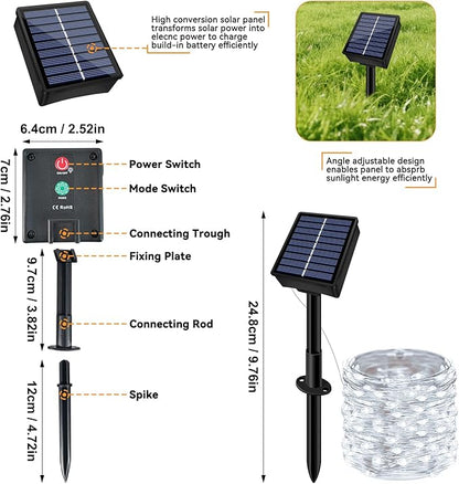 Solar String Lights Outdoor Waterproof 6 Pack Total 198ft 600LED 8 Modes Twinkle Lights Solar Fairy Lights for Patio, Garden Yard Party Tree Christmas Halloween Decoration, White