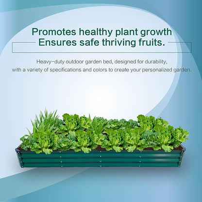 GARDMAX 8x4x1FT Galvanized Raised Garden Bed Kit, Metal Planter Boxes Outdoor with Easy Assembly, Large Garden Bed for Vegetables, Fruits, Flower, Herbs Rectangle Dark Green