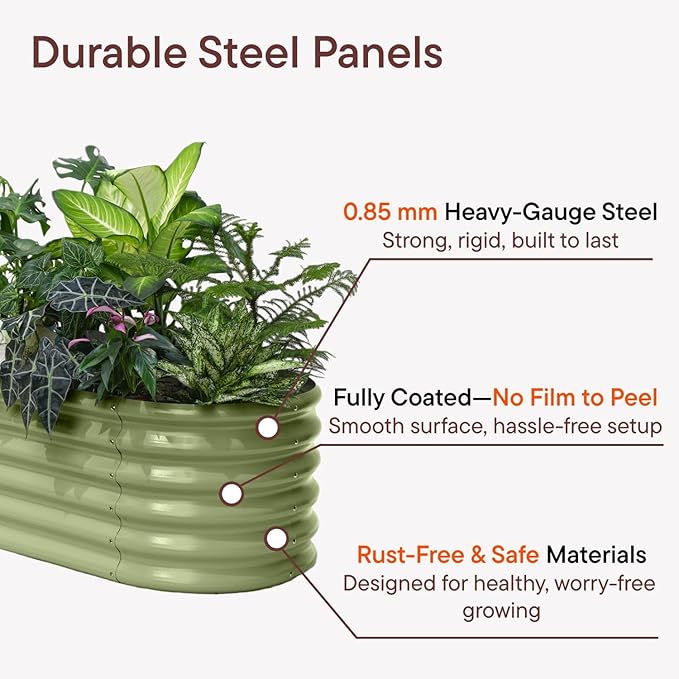 4-Pack Galvanized Raised Garden Bed 8x4x1.5 | 10x2x1.5 ft, 18" Tall Metal Planter Boxes Outdoor for Herb Vegetable, Modular Raised Flower Bed for Gardening with Zn-Al-Mg Coated - Brooklyn Grey