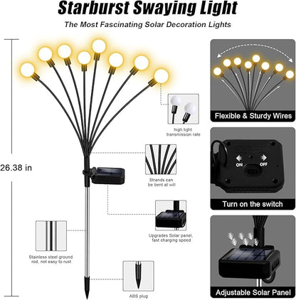 NBQQ Solar Garden Lights Outdoor, Waterproof Solar Powered Lights for Yard Pathway Patio, Swaying Lawn Decor as Gardening Gifts for Women Holiday（Warm White,6 Pack）