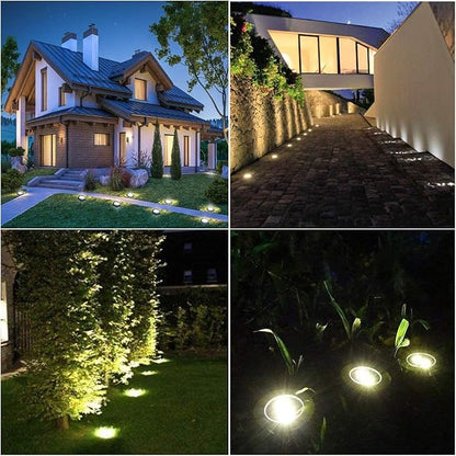 4.6 Inch Diameter Solar Ground Lights, Waterproof Solar Garden Lights, Outdoor Garden Waterproof Bright in-Ground Light, Landscape Lighting for Pathway,Yard,Lawn,Patio,Walkway (12 Pack White Light)