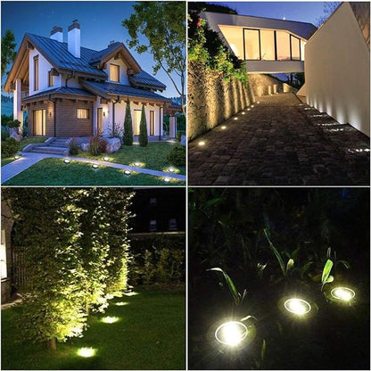 4.6 Inch Diameter Solar Ground Lights, Waterproof Solar Garden Lights, Outdoor Garden Waterproof Bright in-Ground Light, Landscape Lighting for Pathway,Yard,Lawn,Patio,Walkway (12 Pack Warm Light)
