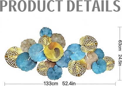 Roivikis Large Metal Wall Art Decor, 3D Abstract Lotus Leaves Wall Handcrafted Modern Decoration for Indoor Outdoor for Living Room, Bedroom, Entryway 52" x 24"