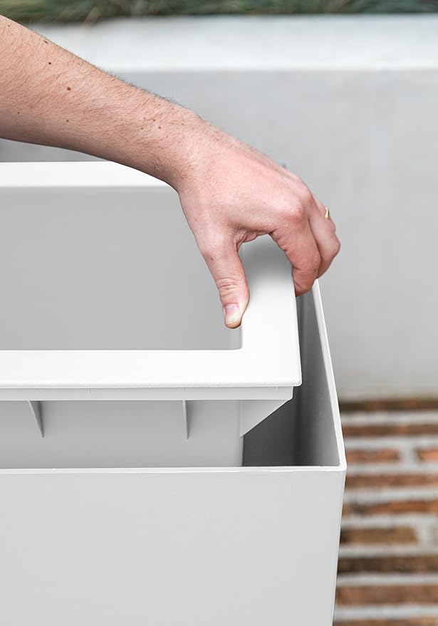 Veradek Block Series Span Plastic Planter - Tall Rectangular Planter for Indoor or Outdoor Patio/Porch | Durable All-Weather with Removable Insert Bucket | Modern Design for Plants, Flowers, Garden