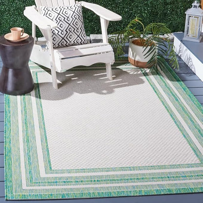 SAFAVIEH Courtyard Collection 5'3" x 7'7" Ivory/Green CY8475 Indoor-Outdoor Waterproof Easy-Cleaning Patio Backyard Mudroom Area-Rug