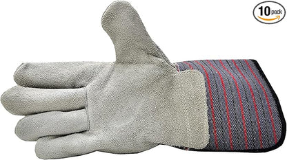 G & F PRODUCTS 5025L-5 Premium Suede Leather Work Gloves with Extra Long Rubberized Safety Cuff, 5 Pair Pack (Pack of 10)