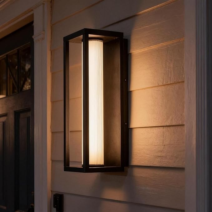 SkyGlow Outdoor Wall Sconce Mounted, 20" Aluminum 120V Line Voltage LED Large Exterior Porch Lantern, IP54 Waterproof Modern Lamp Outside Lights Hardwired for House, Front Door, Patio, Backyard