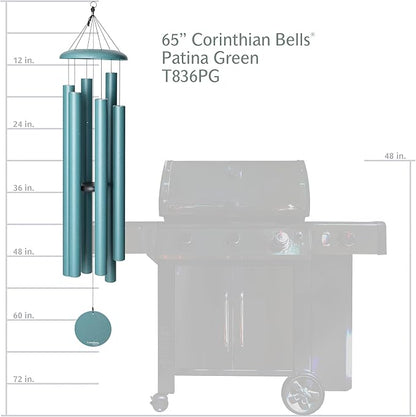 Corinthian Bells by Wind River - 65 inch Patina Green Wind Chime for Patio, Backyard, Garden, and Outdoor décor (Aluminum Chime) Made in The USA