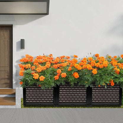 Large Planters for Outdoor Plants 14" Tall Planter Box, Raised Beds for Gardening Self Watering, Elevated Planter Box with Legs, Rectangular Garden Planters for Outdoor Plants Flowers, 47.2"L x 15.7"W