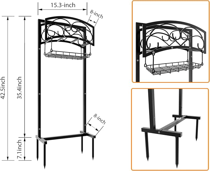 Fire Beauty Garden Hose Holder,Freestanding Water Hose Holder,In ground Hose Rack Organizer for Outdoor,Detachable Water Hose Holder Stake,Hose Reel Stand,Hose Hanger Rack for Lawn Yard
