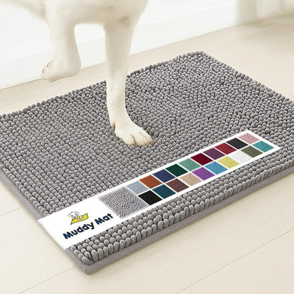 Muddy Mat® | Super Water Absorbent Door Mat Indoor, Microfiber Quick Dry Chenille Entryway Rug, Slip Resistant Front Door Mat, Indoor Mats for Entryway, Machine Washable Pet Rug, Grey XXXL 72"X48"