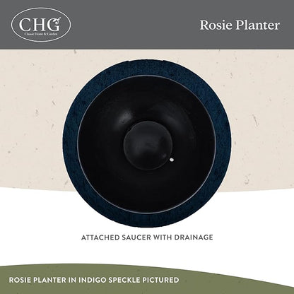 Classic Home and Garden Rosie Modern Planter w/Drainage - Contemporary Planter Bowls - Shallow Round Vases for Small Plants - Versatile Indoor & Outdoor Pots (10” Weathered Copper)