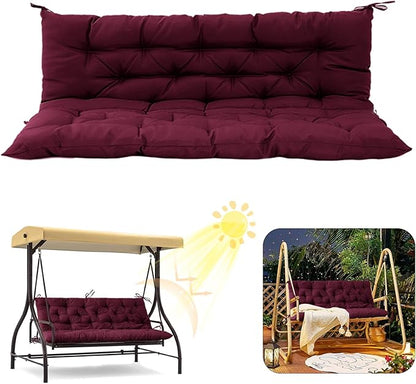 2/3 Seater Swing Replacement Cushion, Waterproof Porch Swing Cushions with Backrest, Thickened Bench Cushions for Outdoor Furniture, for Outdoor Patio Swing (Claret Red, 47 * 40 in)