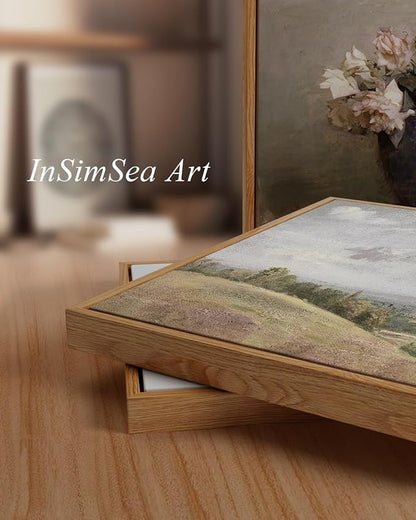 InSimSea Framed Canvas Prints Art Vintage Decor, Storm Clouds Vintage Coastal Wall Decor, Large Prints, Traditional Scenic Pictures for Bathroom Bedroom Farmhouse Office Decoration, 20"x30"