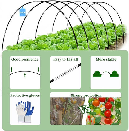 Garden Netting Kit for Raised Beds 10 x 33 FT Strong Mesh Netting 6 Sets of Fiberglass Garden Hoops Inscet Barrier Protection Net for Vegetable Plant Fruit Flowers