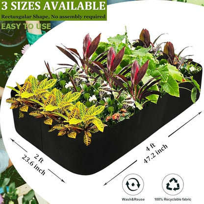 Fabric Raised Garden Bed, 58 Gallon 2 Grids Rectangle Garden Grow Bags, 2x4 FT Breathable Planter Raised Beds for Growing Vegetables Flowers Herb, Raised Planters for Outdoor Plants
