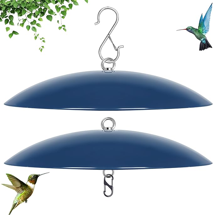 Bird Feeder Dome Guard,Squirrel Baffle for Hanging Feeder,13-Inch Cover for Shepherd's Hook in the Outdoors,Smart Birds Feeder's Umbrella(Blue), 2 Pack