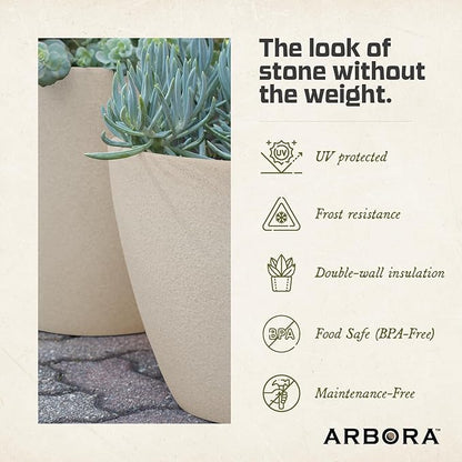ARBORA 20" Mykonos Square Polyresin Indoor and Outdoor Planter with Classic Cream Finish - Durable, All Season, Weatherproof, Lightweight, Large Plant Pot for Patio, Garden, Deck, Entryway