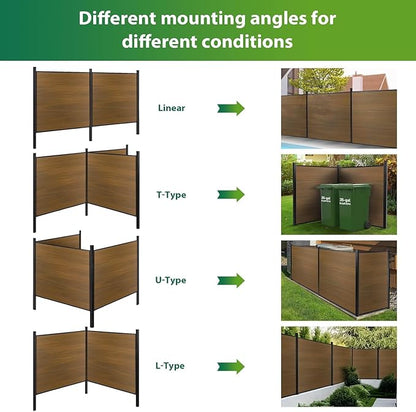 Mondaria Privacy Fence for Outside, 6ftx6ft Outdoor Privacy Panels with In-ground Post, Wind Resistant Wood Plastic Composite Fencing for Patio, Backyard, Garden and Swimming Pool (Brown with 1 Post)