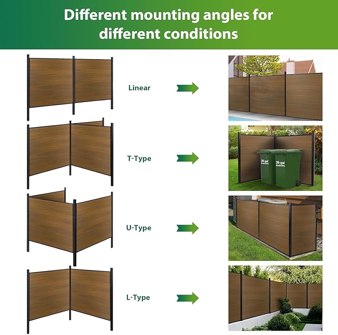 Mondaria Privacy Fence for Outside, 6ftx6ft Outdoor Privacy Panels with In-ground Post, Wind Resistant Wood Plastic Composite Fencing for Patio, Backyard, Garden and Swimming Pool (Brown with 2 posts)