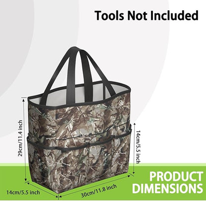 Green Camo Garden Tool Bag - Waterproof Garden Tote with 8 Pockets, Large Storage Home Organizer Gardening Tool Oxford Bag for Garden Tools Kits Holder, Ideal Outdoor Gardening Gift for Women & Men