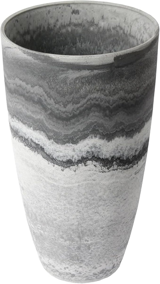 Algreen Products Acerra Composite Vase Planter with Drainage Hole, Decorative Texture, Removable Plug for Lawn and Garden, Marble