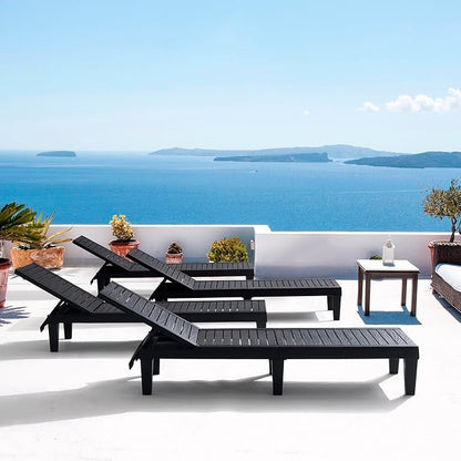 Nestl Patio Chairs - Black Chaise Lounge Chair Outdoor, 5-Position Adjustable Sun Tanning Chair, Waterproof Pool Lounge Chairs Set of 12, Reclining Lawn Chair, Lightweight Outdoor Lounge Chairs
