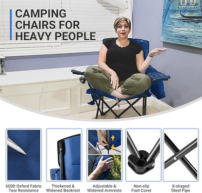 KingCamp Heavy Duty Oversized Comfy Folding Outdoor Portable Lawn Adults Bag Chair with Cooler for Outside Camp, Sports, Picnic, Stadium…