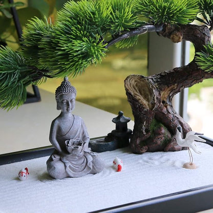 BangBangDa Japanese Zen Garden Kit for Desk - Meditation Rock Sand Garden for Birthday Gift Office Home Desktop Relaxation Decor Bamboo Rakes Bonsai Tree Pagoda Accessories Tools Kits