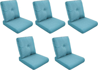 Patio Cushions for Outdoor Furniture - 22" x 25" x 4" UV Resistant Thick Foam Cushions Water Resistant Replacement Cushion for Outdoor Patio Furniture Chair/Sofa/Couch | Light Blue | 5-Pack |