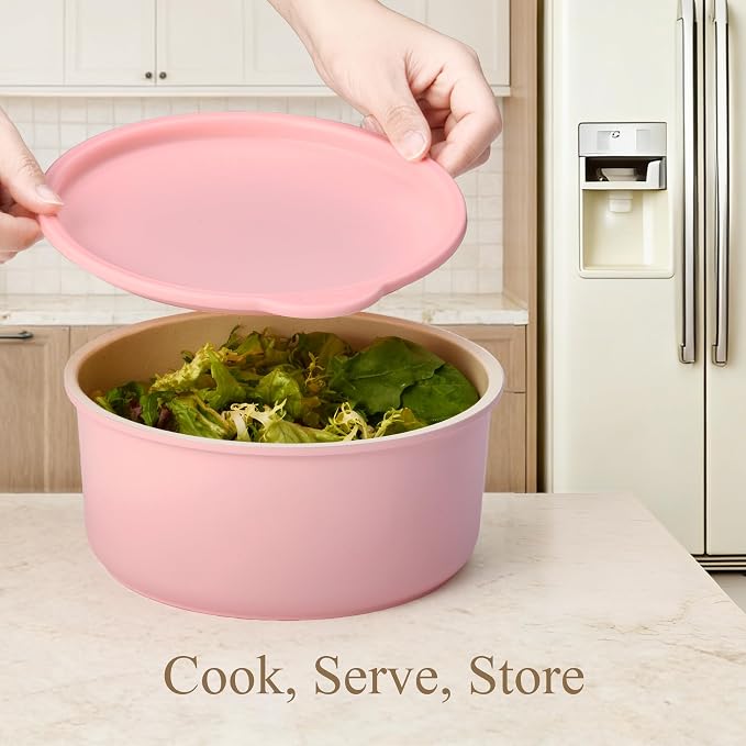 CAROTE 19pcs Pots and Pans Set Non Stick, Cookware Set Detachable Handle | Induction Compatible, Dishwasher & Oven Safe, Space Saving, Camping Cooking Set, Kitchen Set, Pink
