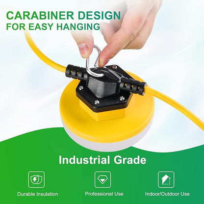 LEDIARY 100FT LED Construction String Lights, 150W 15000LM String Work Light, Linkable Jobsite Lights, Weatherproof Temporary Lighting Indoor&Outdoor, ETL Listed