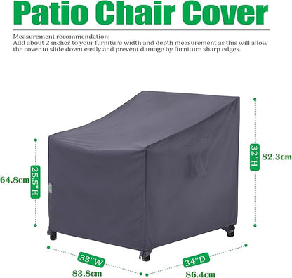 F&J Outdoors Patio Chair Covers Waterproof UV Resistant Heavy Duty Outdoor Lounge Chair Adirondack Chair Cover, Grey, 33" W x 34" D x 32" H