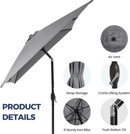 SUNVIVI OUTDOOR Patio Umbrella, Rectangular Patio Umbrella, Metal Pole Square Outdoor Umbrella with Crank and Push Button Tilt, Large Outdoor Umbrella with Polyester Canopy