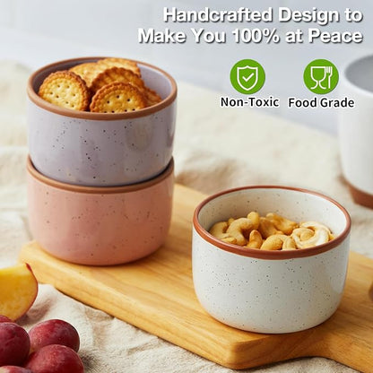 Ramekins Set of 6, 8 oz Creme Brulee Ramekins Oven Safe, Porcelain Ramekin Bowls, Mini Cheesecake Pans, Small Baking Dish, Dipping Sauce Bowls, Ramekin for Baking Souffle, Ice Cream - Vanilla White