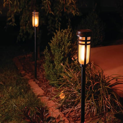 Metal Solar Torch Lights - Adjustable Height (24" - 50"), Outdoor Garden Decor with Patented LED, Waterproof Solar Tiki Torches for Yard, Patio, Garden Pathway, Matte Black – 2 Pack