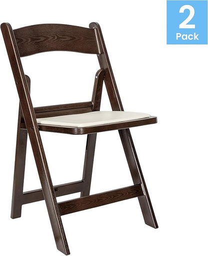 Flash Furniture Hercules Commercial Indoor/Outdoor Folding Event Chair, Wood Look, Weather-Resistant, Lightweight Design, Versatile Use, Set of 2, Dark Brown
