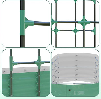 Expandable Arch Trellis Raised Bed Kit – 95" Metal Garden System with Vertical Netting, Plant Ties, and Drainage Design for Vegetables, Flowers, and Vines (Rust-Proof Green)
