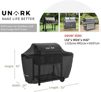52 Inch Grill Cover for Outdoor Grill Covers Heavy Duty Waterproof Compatible with Weber Grill Covers 2-4 Burners Barbecue Grill Cover Series 52" L x 24" W x 42" H (Black)