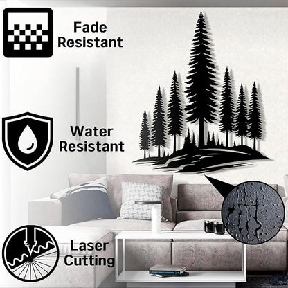 lunwall Metal Pine Tree Wall Art, Metal Forest Wall Art, Pine Branch Wall Decor, Christmas Tree Wall Decor, Forest Wall Hanging, Nature Lover Gift (Style 6, 18" H x 15" W / 46 x 39 cm)