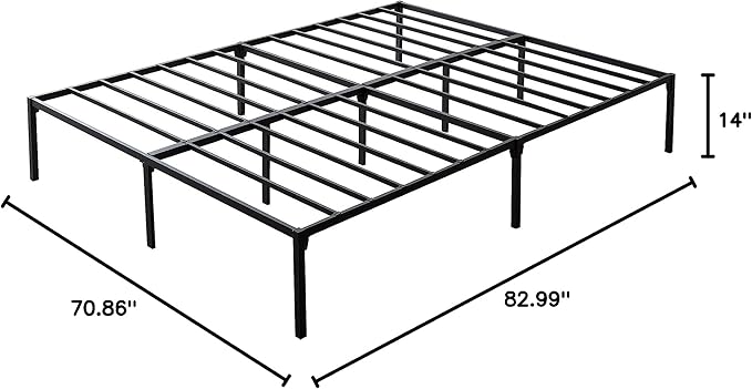Linenspa Heavy Duty Metal Platform Bed Frame - No Box Spring Needed - Underbed Storage - Simple Toolless Assembly - 14” High - Sturdy - Steel Slats - Sleek Modern Design - California King Size