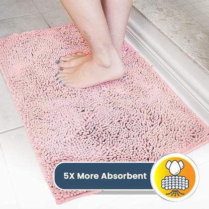 Muddy Mat® | Super Water Absorbent Door Mat Indoor, Microfiber Quick Dry Chenille Entryway Rug,Slip Resistant Front Door Mat,Indoor Mats for Entryway,Machine Washable Pet Rug, Light Pink 24" x 120"