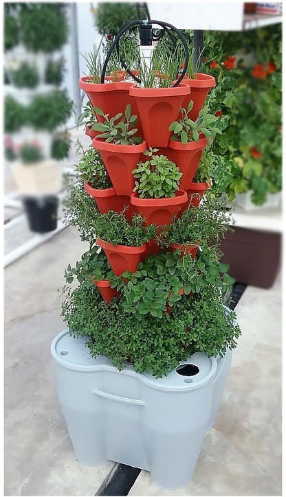 LARGE 64 Quart Stackable Planter 5-Pack - Grow More In Less Space - Plant Pots and Stack - DIY Vertical Gardening System - For Growing Veggies, Herbs, Garden Greens, Starwberries (Terracotta)
