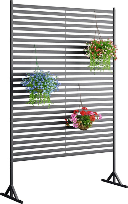 Outdoor Privacy Screens Freestanding, 72" H×48" W Metal Privacy Fence Screen for Outside, Rustproof Privacy Panels Privacy Wall, Decorative Fences for Patio, Deck, Lawn Garden, Backyard