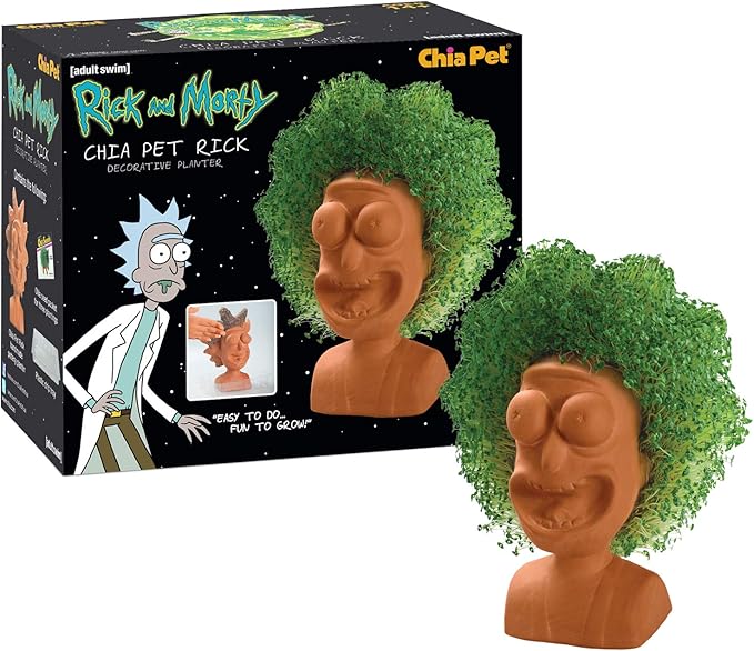 Chia Pet Rick & Morty - Rick with Seed Pack, Decorative Pottery Planter, Easy to Do and Fun to Grow, Novelty Gift, Perfect for Any Occasion