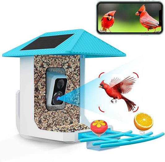 Uniter® 2.5K Smart Bird Feeder with Camera, 5G &2.4G WiFi, Solar Video Birds Feeder with AI Identify Birds Species, Live View, Capture Bird Video, Instant Arrival Alerts, Ideal Gift for Birdlover