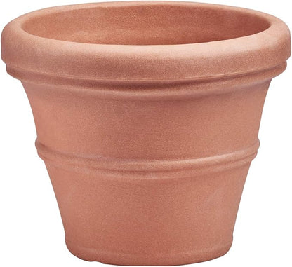 Crescent Garden Brunello Small Classic Planter, Indoor/Outdoor Weather-Safe Round Plant Pot, Small Resin Houseplant Pot - 12'' W (Terracotta-Color)