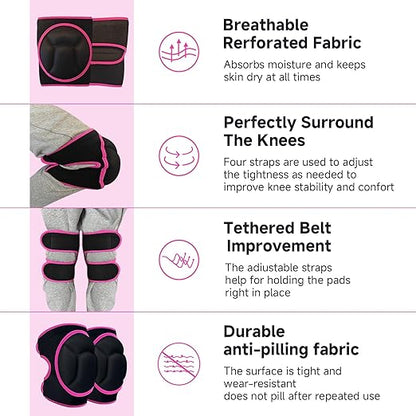 Knee Pads, Thick Sponge Anti-slip, Collision Avoidance Knee Pads, for Running, Mountaineering, House Working,Gardening Maintain (Pink, X-Large)