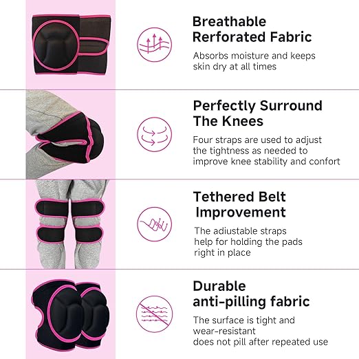 Knee Pads, Thick Sponge Anti-slip, Collision Avoidance Knee Pads, for Running, Mountaineering, House Working,Gardening Maintain (Pink, Medium)